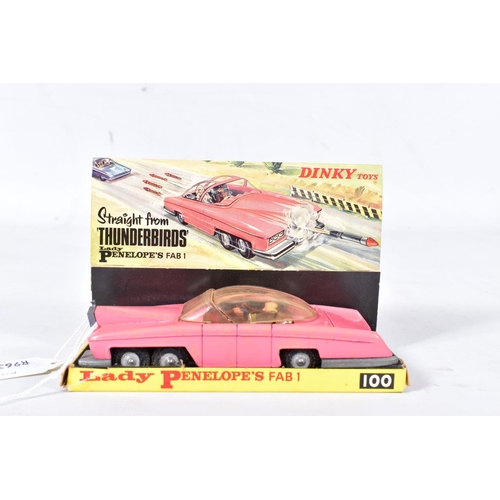 53 - A BOXED DINKY TOYS THUNDERBIRDS LADY PENELOPE'S FAB1, No.100,  earlier version with pink stripes to ... 