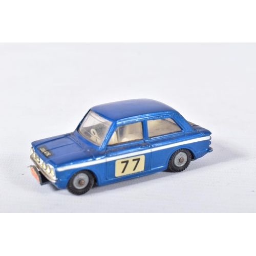 62 - A BOXED CORGI TOYS SUNBEAM IMP 1967 MONTE-CARLO RALLY, No.340, metallic blue body, RN77, very lightl... 