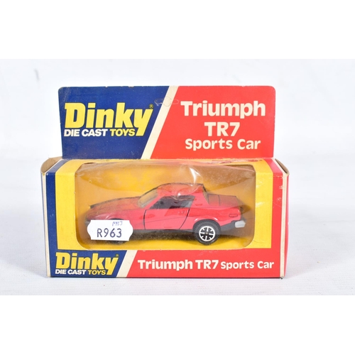 67 - THREE BOXED DINKY TOYS CARS, Ford Capri No.165, metallic purple, Ford Escort, No.168, pale blue and ... 