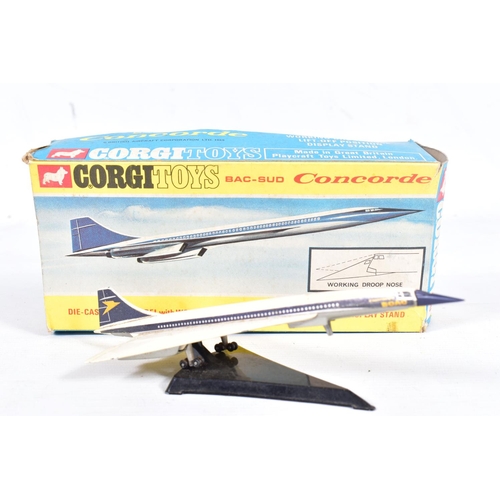 68 - A BOXED CORGI TOYS BAC - SUD CONCORDE, No.650, B.O.A.C. livery, appears complete and in fairly good ... 