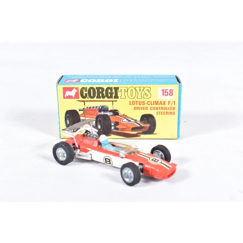 71 - THREE BOXED CORGI TOYS FORMULA 1 CARS, all cars complete and in very good condition with minor paint... 