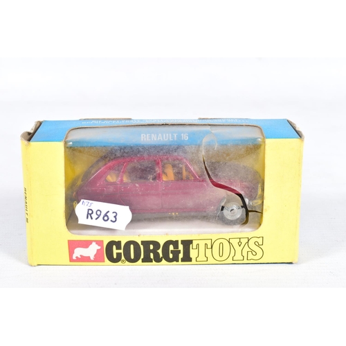 79 - THREE BOXED CORGI TOYS CAR MODELS, Chrysler Ghia L6.4., No.241, metallic gold version, Renault 16, N... 