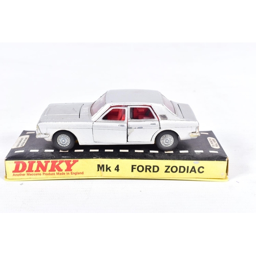 81 - THREE BOXED DINKY TOYS CARS, Aston-Martin DB6, No.153, metallic silver blue, Ford Zodiac Mk.IV, No.1... 