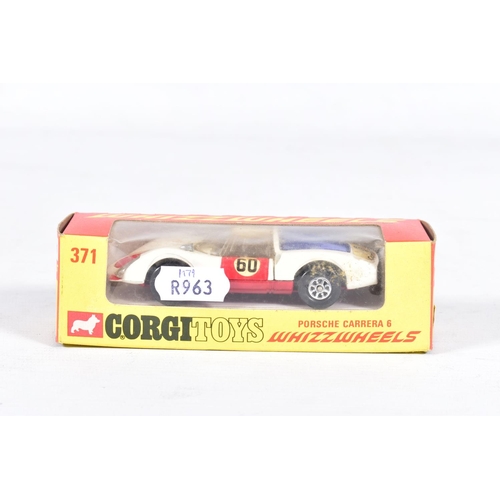 82 - FOUR BOXED CORGI TOYS WHIZZWHEELS RACING CARS, Ford GT70, No.316, Ferrari 206 Dino Sport, No.344, ye... 