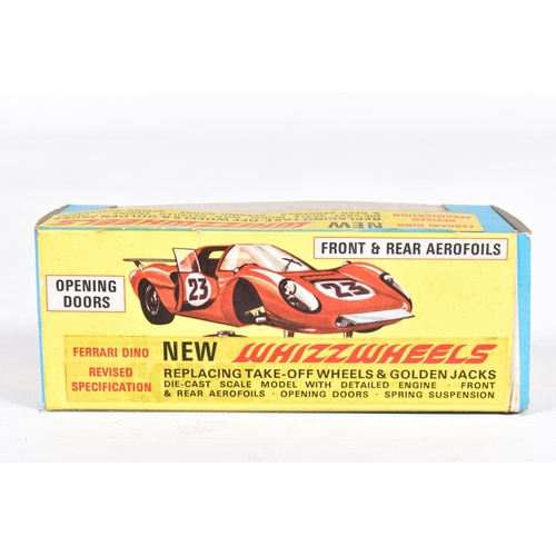 82 - FOUR BOXED CORGI TOYS WHIZZWHEELS RACING CARS, Ford GT70, No.316, Ferrari 206 Dino Sport, No.344, ye... 