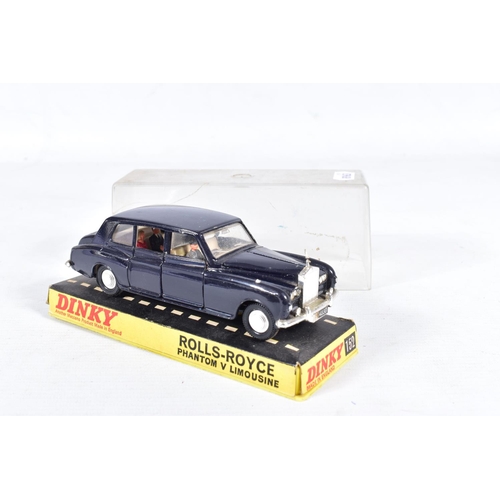 84 - TWO BOXED DINKY TOYS ROLLS-ROYCE CARS, Phantom V Limousine, No.152 version with navy blue body, chau... 