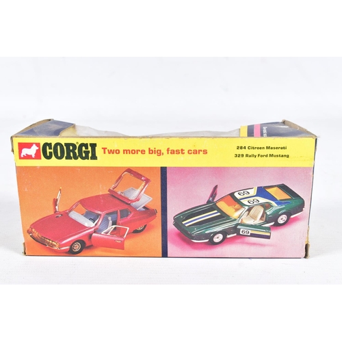 85 - FIVE BOXED CORGI TOYS CAR MODELS, Jaguar XJ12C, No.286, Citroen Dyane, No.287, metallic yellow, Fiat... 