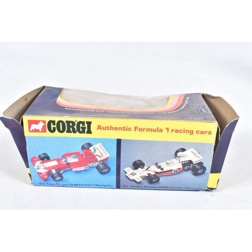 86 - A QUANTITY OF BOXED ASSORTED CORGI TOYS 1970'S FORMULA 1 RACING CARS, No's. 150 - 156, 158 - 161, wi... 