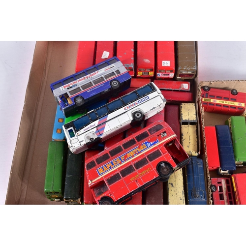 88 - A QUANTITY OF UNBOXED AND ASSORTED PLAYWORN DIECAST BUS AND COACH MODELS, to include a quantity of r... 