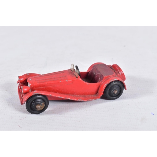 90 - THREE ASSORTED EARLY POST WAR DINKY TOYS, Auto-Union Racing Car, No.23d, red body with RN2 in black,... 