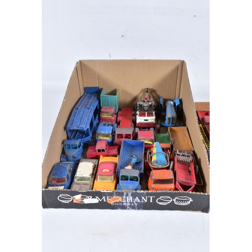 93 - A QUANTITY OF UNBOXED AND ASSORTED PLAYWORN DIECAST VEHICLES, to include Dinky Toys Plymouth U.S.A. ... 