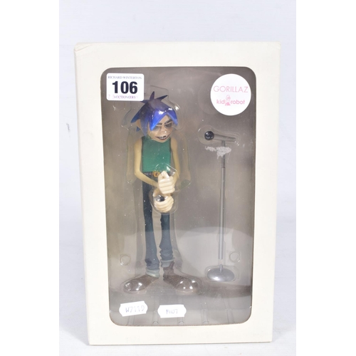 106 - FOUR BOXED KIDROBOT VINYL GORILLAZ FIGURES, 2-D, Murdoc Nicalls, Noodle and Russel Hobbs, from the W... 