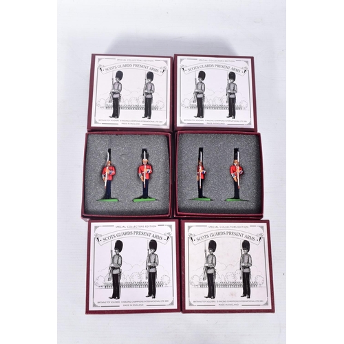 120 - SIX BRITAINS SPECIAL COLLECTORS EDITION SCOTS GUARDS PRESENT ARMS SETS, No.40204, all are the two fi... 