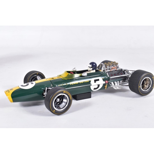 144 - A BOXED EXOTO 1/18 SCALE GRAND PRIX CLASSICS LOTUS FORD TYPE 49, green with RN5, appears complete an... 