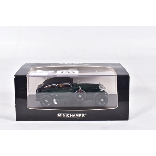 153 - TWO BOXED PAUL'S MODEL ART MINICHAMPS 1/43 SCALE BENTLEY CAR MODELS, 6.5 litre Gurney Nutting Saloon... 