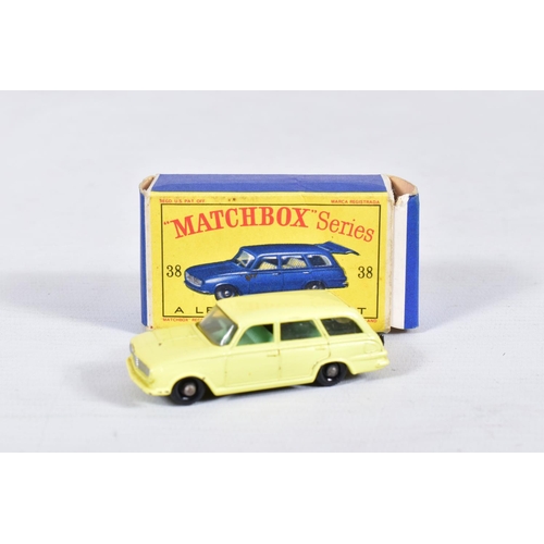 154 - FIVE BOXED MATCHBOX 1-75 SERIES CAR MODELS, Ford Zephyr, No.33, Vauxhall Victor Estate Car, No.38, P... 