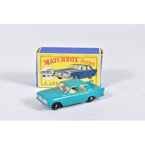 154 - FIVE BOXED MATCHBOX 1-75 SERIES CAR MODELS, Ford Zephyr, No.33, Vauxhall Victor Estate Car, No.38, P... 