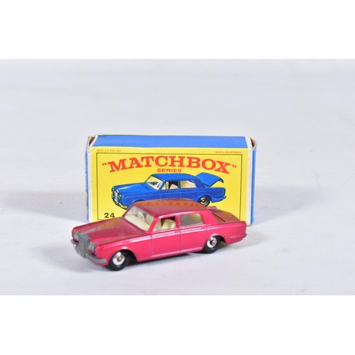 155 - SIX BOXED MATCHBOX 1-75 SERIES CAR MODELS, Rolls-Royce Silver Shadow, No.24, Jaguar Mk.10, No.28, Fo... 