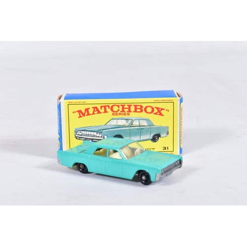 156 - FIVE BOXED MATCHBOX 1-75 SERIES CAR MODELS, Ford Mustang, No.8, Iso Grifo, No.14, Lincoln Continenta... 