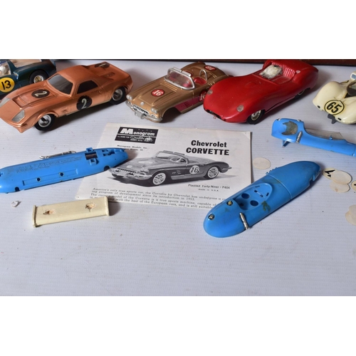 158 - A QUANTITY OF UNBOXED AND ASSORTED SCALEXTRIC AND OTHER CARS AND SPARE PARTS ETC., cars include repa... 