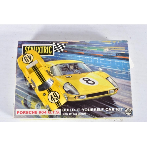 161 - FOUR BOXED SCALEXTRIC RACING CARS, B.R.M. F1 car, No.C/72, green body, Mercedes-Benz 190SL, No.C/75,... 