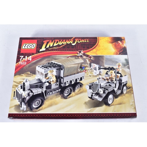 177 - TWO SEALED BOXED LEGO INDIANA JONES SETS, 'Race for the Stolen Treasure' No.7622 and 'Fight on the F... 