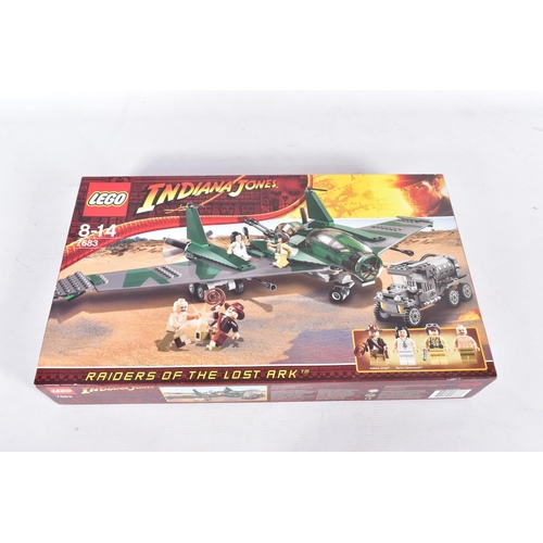 177 - TWO SEALED BOXED LEGO INDIANA JONES SETS, 'Race for the Stolen Treasure' No.7622 and 'Fight on the F... 