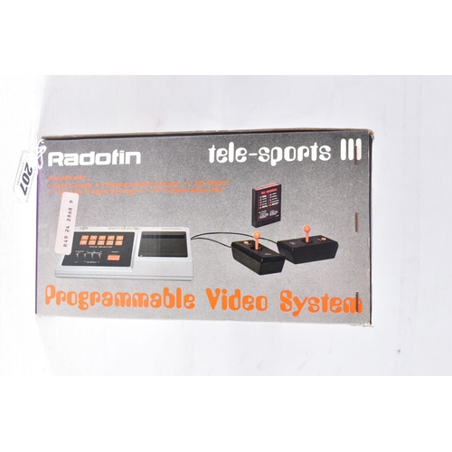 207 - BOXED RADOTIN TELE-SPORTS III, the console, cartridge and necessary cables boxed together, condition... 