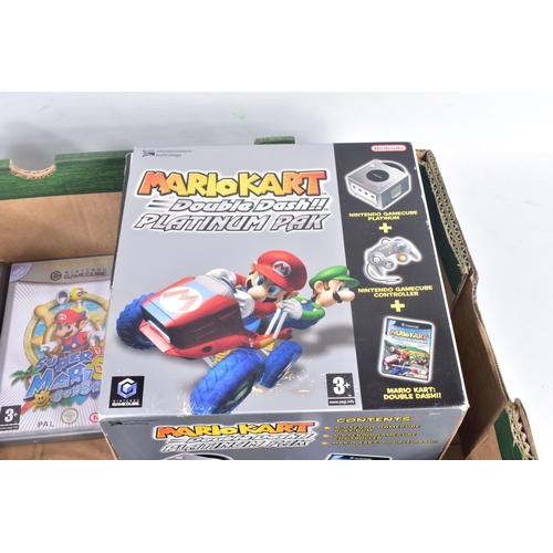 215 - A BOXED NINTENDO GAMECUBE, GAMES, CONTROLLERS AND MEMORY CARD, games include Super Mario Sunshine, M... 