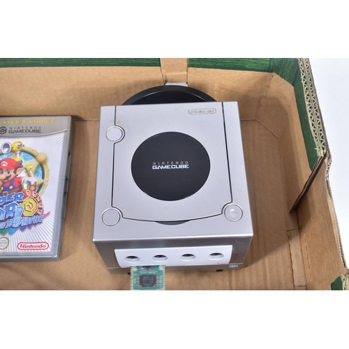 215 - A BOXED NINTENDO GAMECUBE, GAMES, CONTROLLERS AND MEMORY CARD, games include Super Mario Sunshine, M... 