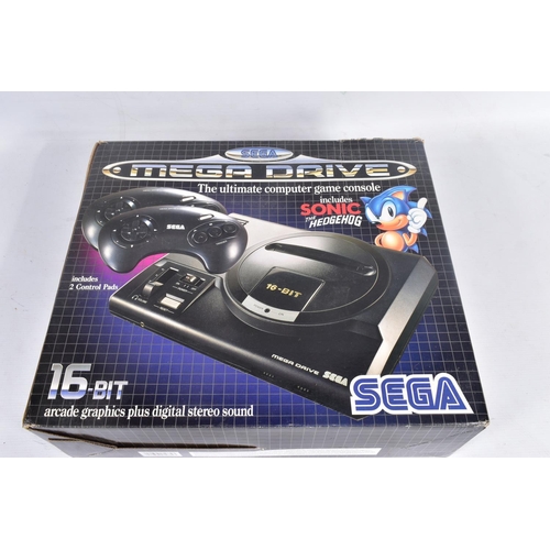 230 - BOXED SEGA MEGA DRIVE, GAMES AND MORE, lot includes a boxed sega Mega Drive, six games, two namco pl... 