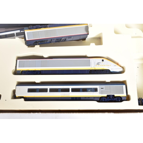 243 - A BOXED HORNBY RAILWAYS HO GAUGE EUROSTAR ELECTRIC TRAIN SET, No.R647, earlier version made by Jouef... 