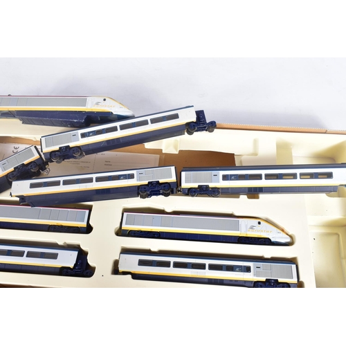 243 - A BOXED HORNBY RAILWAYS HO GAUGE EUROSTAR ELECTRIC TRAIN SET, No.R647, earlier version made by Jouef... 