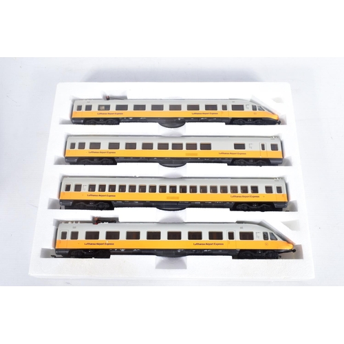 251 - A BOXED LIMA GOLDEN SERIES HO GAUGE LUFTHANSA AIRPORT EXPRESS FOUR CAR SET, No.149748GP, with a boxe... 