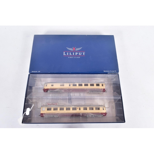 252 - A BOXED LILIPUT FIRST CLASS BY BACHMANN HO GAUGE D.B CLASS ET11 TWO CAR ELECTRIC RAILCAR SET, No.L13... 