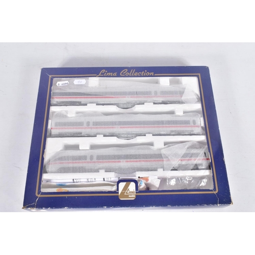 261 - A BOXED LIMA COLLECTION HO GAUGE D.B. ICE-T THREE CAR SET, No.L149933, with an additional two coach ... 