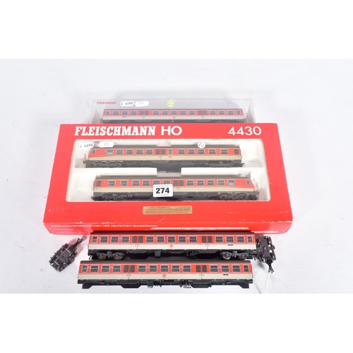 274 - A BOXED FLEISCHMANN HO GAUGE D.B. CLASS 614 TWO CAR DIESEL RAILCAR SET, No.4430, with one boxed and ... 