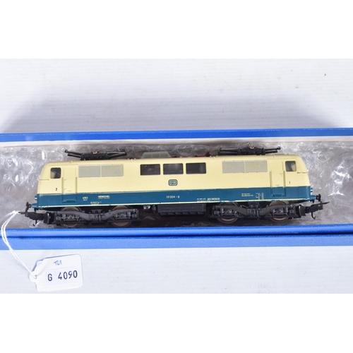 298 - FOUR BOXED HO GAUGE D.B. ELECTRIC LOCOMOTIVES, Fleischmann Class 110 (4338), Class 111 (4349), repai... 