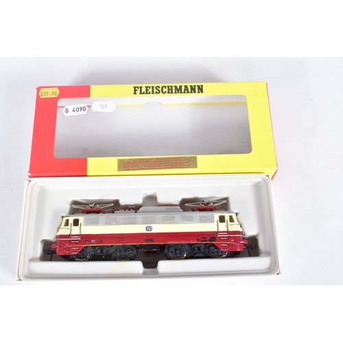 298 - FOUR BOXED HO GAUGE D.B. ELECTRIC LOCOMOTIVES, Fleischmann Class 110 (4338), Class 111 (4349), repai... 