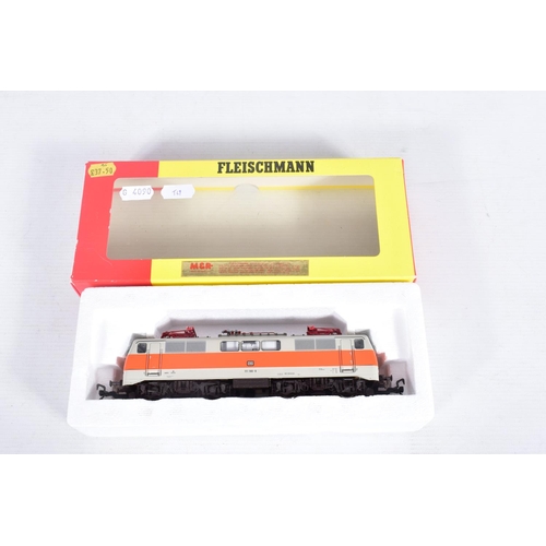 298 - FOUR BOXED HO GAUGE D.B. ELECTRIC LOCOMOTIVES, Fleischmann Class 110 (4338), Class 111 (4349), repai... 