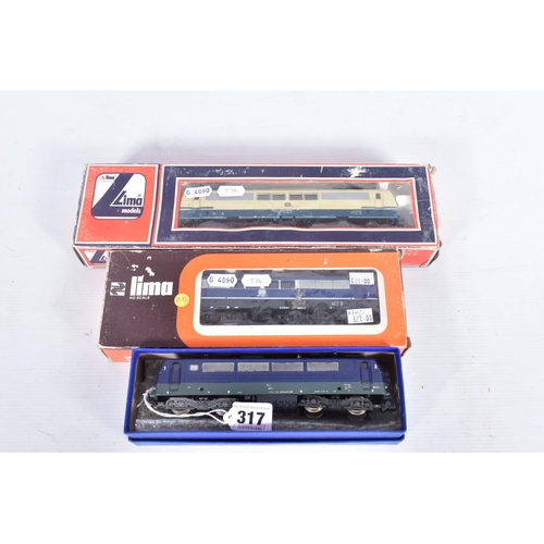 317 - THREE BOXED LIMA HO GAUGE D.B. ELECTRIC LOCOMOTIVES, Class 151 (1641L and 208055L) and Class 184 (20... 