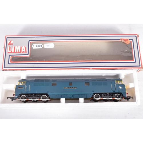 348 - FOUR BOXED LIMA OO GAUGE B.R. DIESEL LOCOMOTIVES, Class 33 (L205114), has been repainted, Class 47 (... 