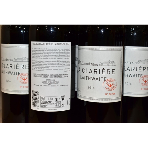 261 - CHATEAU LA CLARIERE 2016, Castillon Cotes De Bordeaux, 14.5% vol, 750ml, fill levels mid-low neck, a... 