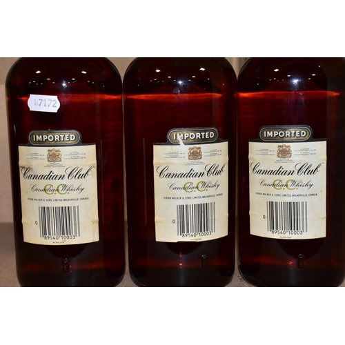 287 - WHISKY, three 1.3L bottles of vintage CANADIAN CLUB Whisky, imported, 6 years old, 40% vol (3)