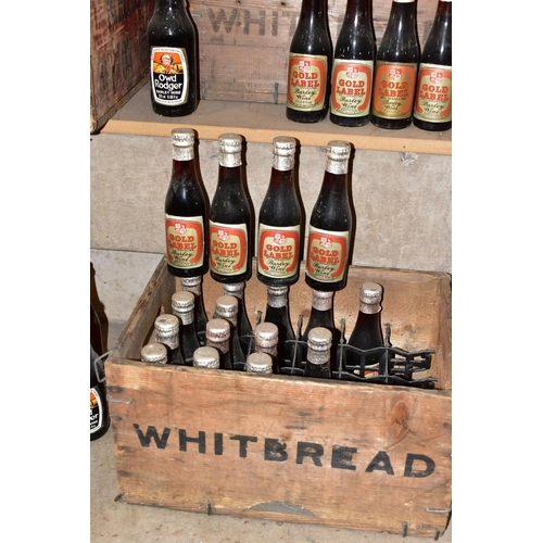 292 - WOODEN CRATES & ALCOHOL, two WHITBREAD beer crates, one MARSTON'S beer crate and one CAP Corned Beef... 