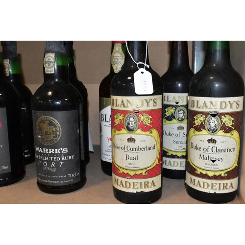 299 - NON-VINTAGE PORT & MADEIRA eleven bottles comprising four bottles of BLANDY'S Madeira, Duke of Clare... 