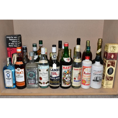 301 - ALCOHOL, twenty-five bottles of a assorted Spirit and Liqueurs to include, Bombay Sapphire Gin, Pimm... 