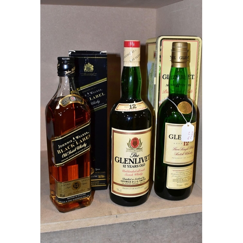 310 - WHISKY, two Single Malts and one Blend comprising one THE GLENLIVET Pure Single Malt, aged 12 years,... 