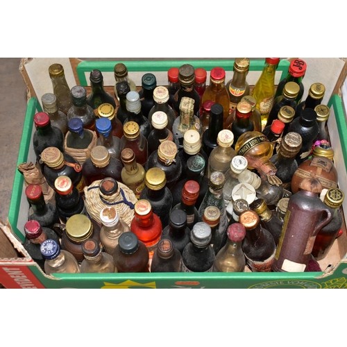 314 - ALCOHOLIC MINIATURES three boxes of Alcoholic 'Miniatures' (est. 200 bottles) which includes Whiskie... 