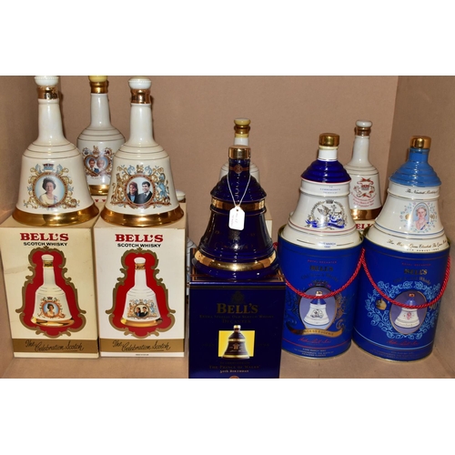 316 - BELL'S WHISKY - 'ROYAL DECANTERS' ten commemorative Porcelain Decanters of Bell's Extra Special Old ... 